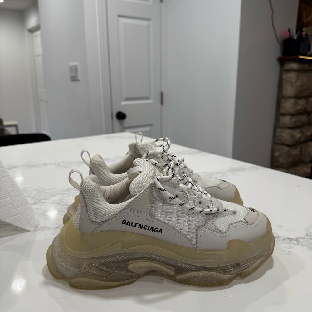Balenciaga Triple S White Sneakers with Chunky Design and Thick Sole